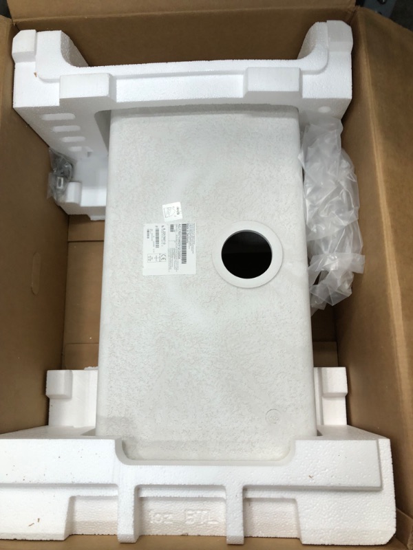 Photo 5 of **SEE COMMENTS ***
Elkay Quartz Classic ELGRU13322WH0 White Single Bowl Undermount Sink & LKQS35WH Polymer Drain Fitting with Removable Basket Strainer and Rubber Stopper, White
