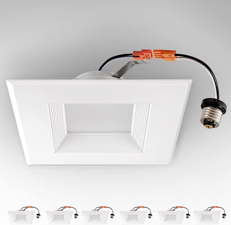 Photo 1 of ASD LED Recessed Lighting 6 inch, LED Can Lights, 12W -110W Replacement, 950 Lm Dimmable Ceiling LED Lights, 3000K Warm White, Square Ceiling Light, Baffle Trim Energy Star, ETL, 6 Pack