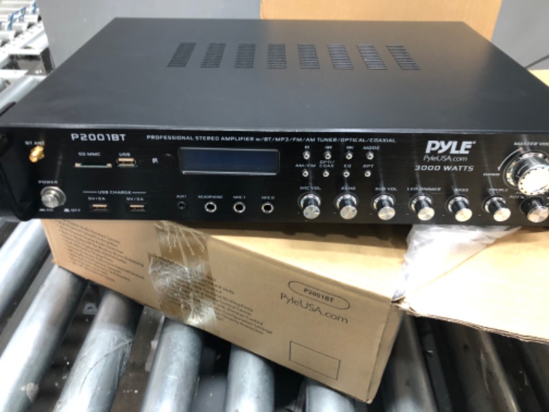 Photo 4 of Multi Channel Bluetooth Preamplifier Receiver - 2000 Watt Audio Home Speaker Sound Stereo Receiver W/ Radio, USB, Headphone, Aux, RCA, Dual Microphone W/ Echo, Led, Wireless Streaming - Pyle P2001BT.
