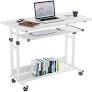 Photo 1 of Dripex Rolling Desk - 31.5” Adjustable Computer Desk Home Office Computer Workstation Mobile Table Laptop Cart With Locking Wheels Keyboard Tray, Portable Small Standing Desk For Sofa Bed.
