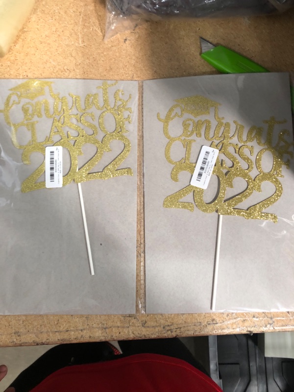 Photo 2 of Congrats Grad Class Of 2022 Cake Topper Gold Glitter, Graduation Cake Toppers 2022, Congratulations Class Of 2022 Cake Toppers for 2022 Graduation Party Decorations,Grad 2022 Party Cake Decor
PACK OF 2