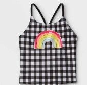 Photo 1 of Girls' Gingha with Foil Rainbow Tankini Top- Cat & Jack™, M(7/8)