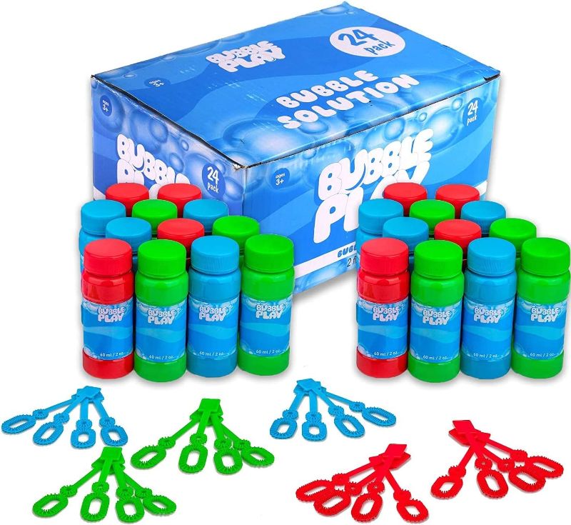 Photo 1 of BubblePlay Bubble Blower Bottles with Wands: 2 OZ Bottles of Bubble Solution with Wands 24 pack