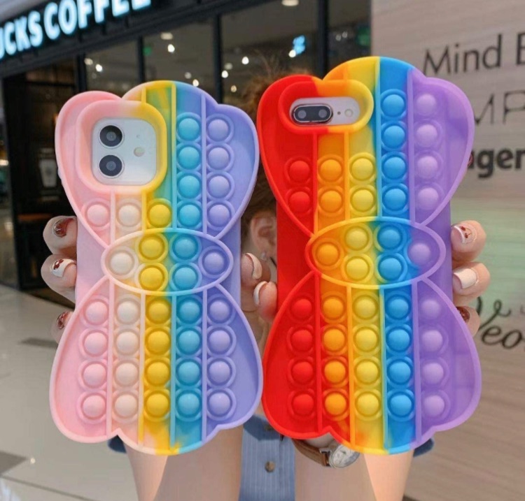 Photo 1 of 2 PACK  iPhone 12 Pro Max Case, Interesting Push-Type Case Bubble Toy, Can Relieve Anxiety Autism, Stress Relief Tools for Kids and Adults (Rainbow 01, for iPhone 12 Pro Max)