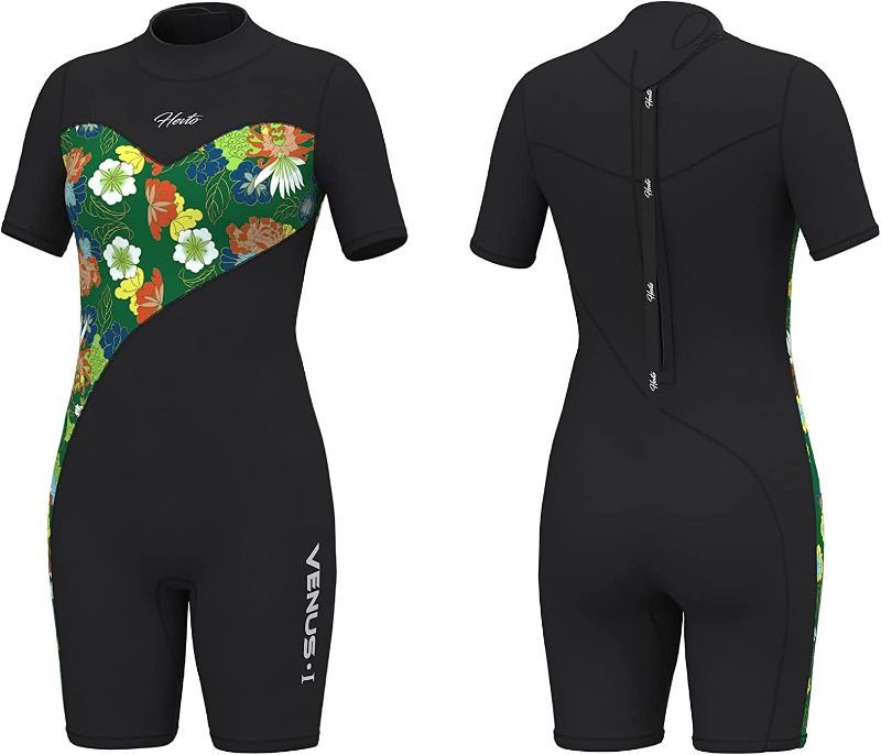 Photo 1 of Hevto Shorty Wetsuit Women 3/2mm Neoprene Short Wet Suit Keep Warm in Cold Water for Surfing Swimming Diving SMALL.
