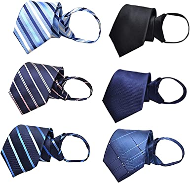 Photo 1 of BESMODZ Men's Lot 6 PCS Classic Zipper Ties Pretied Solid Color Silk Necktie Set
