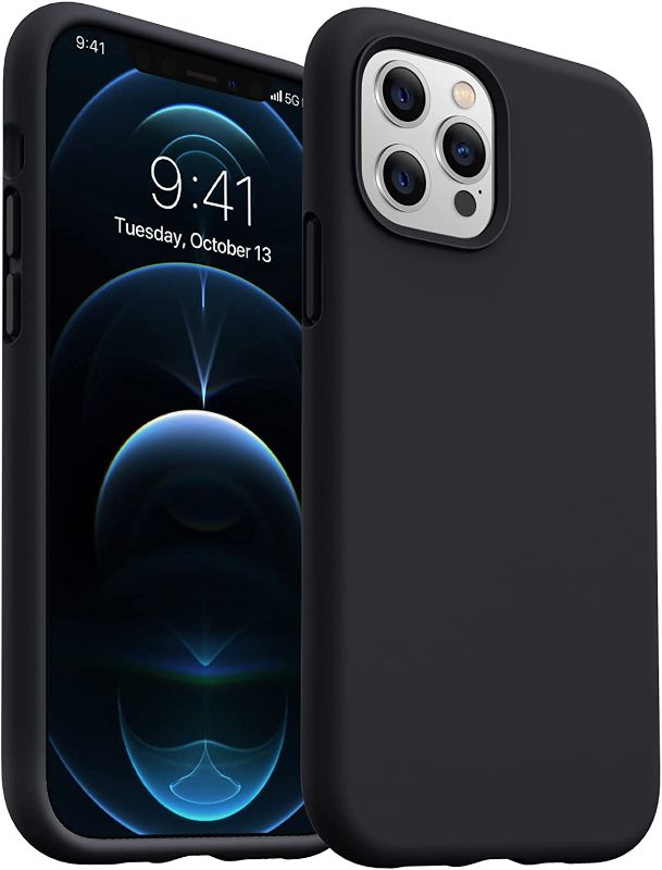 Photo 1 of Designed for iPhone 12 Case/iPhone 12 Pro Case, Diaclara Liquid Silicone Shockproof Unique Arc Design with [Military Grade Drop Tested] Premium Full Body Protective Anti-Scratch Phone Case- Black
