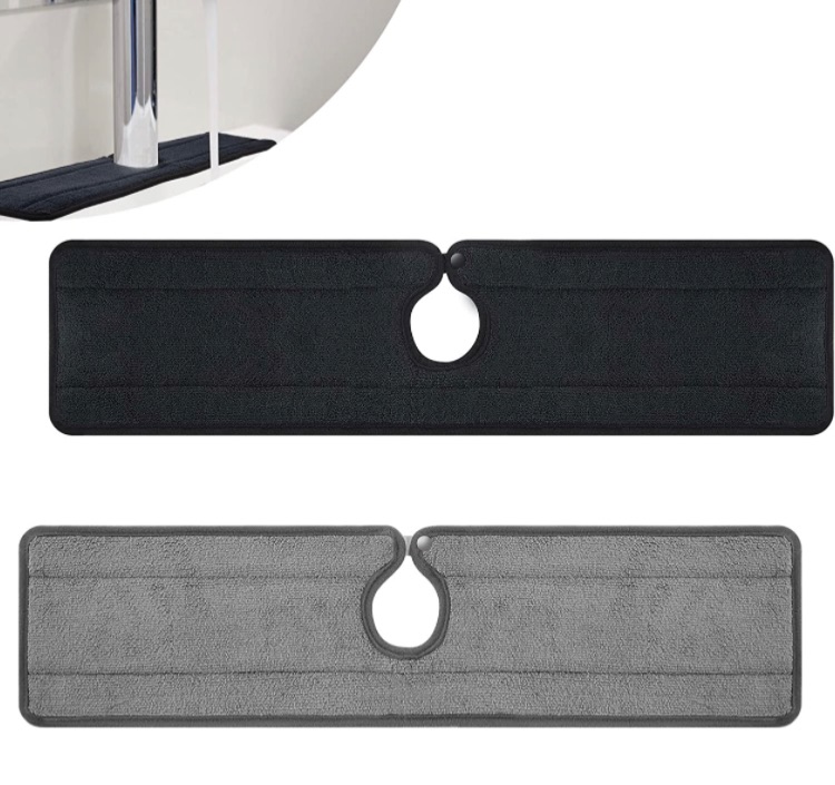 Photo 1 of 2 Packs Sink Mat Faucet Backsplash Guard for Kitchen 24 x 6 Inch Washable Splash Guard Long Absorbent Drip Mat Catcher Microfiber Protector Dish Drying Mats for Kitchen Countertop Bar, Black Grey