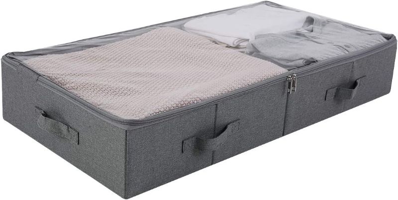 Photo 1 of 33.5x17x6" Long Collapsible Storage Boxes, holding shape well, Good under the bed organization solutions for kids toys- comforters -shoes, or wires electronics in TV stand. Dark Gray
