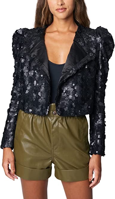 Photo 1 of SIZE M-[BLANKNYC] Womens Womens Sequence Puff Sleeve Cropped Open Blazer, Comfortable Coat, Stylish Windbreaker
