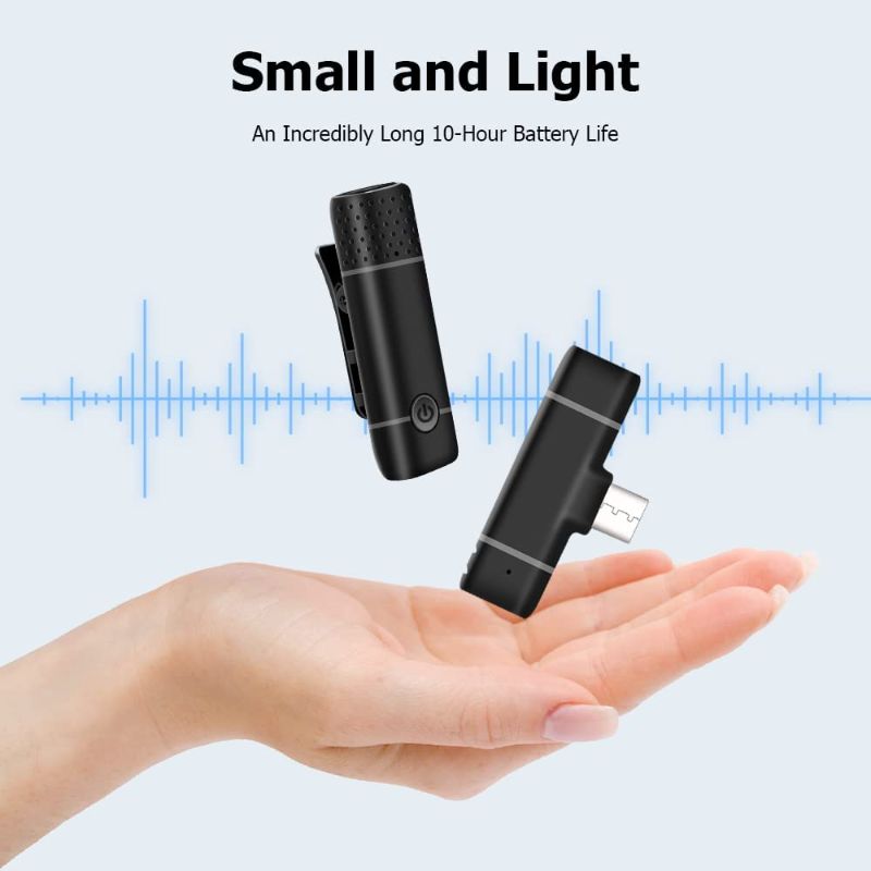 Photo 1 of Wireless Microphone for Type-C Interface, Upgraded Lavalier Microphone Plug-Play, Noise Reduction Auto-Sync Lavalier Mic, for TikTok YouTube Facebook Vlog Video Recording- 2.4G 65FT with Signal