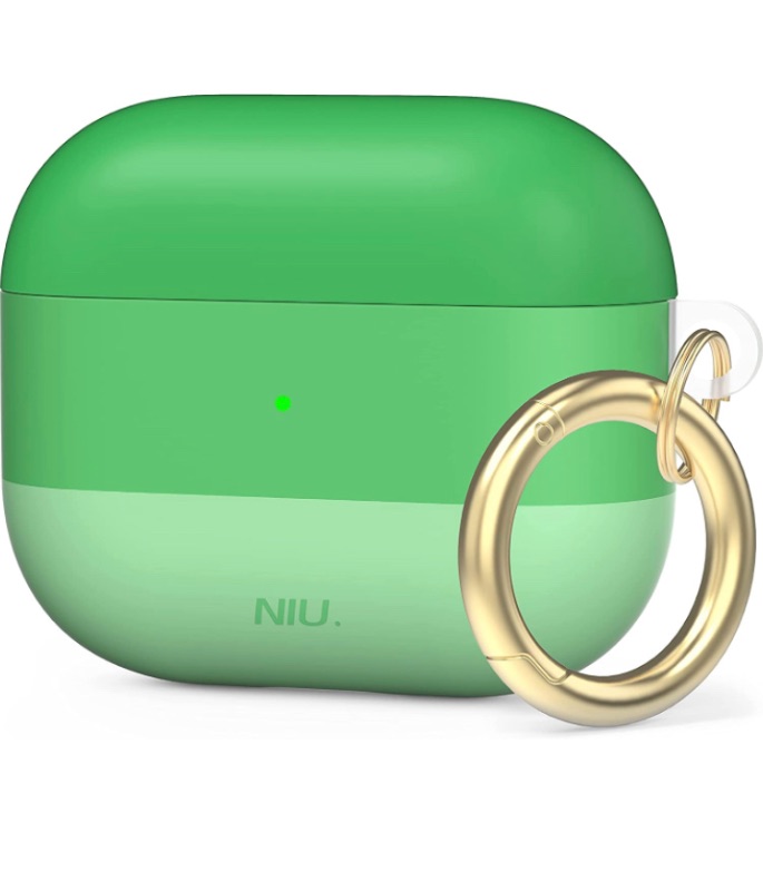 Photo 1 of NIUTRENDZ Compatible with AirPods 3 Case Cover Cute Gradient Color Design TPU Hard Shell Dustproof Protective Case with Keychain for AirPods 3 Generation Case (2021 Released) (Gradient Green)