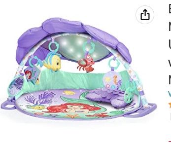 Photo 1 of Bright Starts The Little Mermaid Twinkle Trove Light-Up Musical Baby Activity Gym with Tummy Time Pillow, Newborn+
