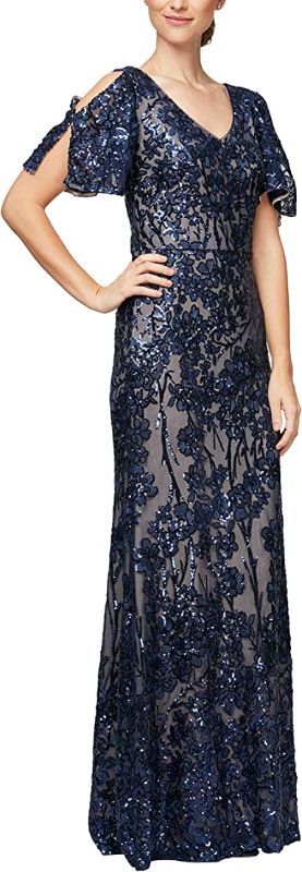 Photo 1 of Alex Evenings Women's Long Sequin Dress with Flutter Sleeves
SIZE 16