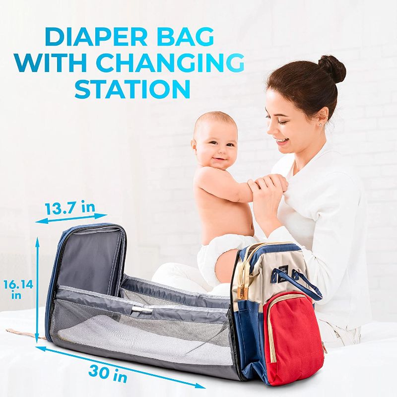 Photo 2 of INDIVIDUS Diaper Bag Backpack with Changing Station - Foldable Travel Baby Bag with Bassinet - Multifunctional Nappy Bag for Girls and Boys
