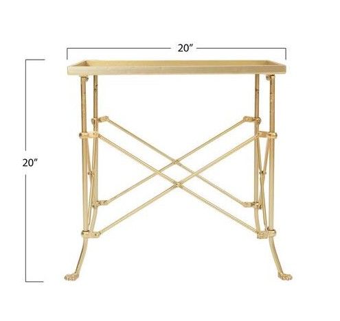 Photo 1 of 20 in. Gold Rectangle Metal Table
