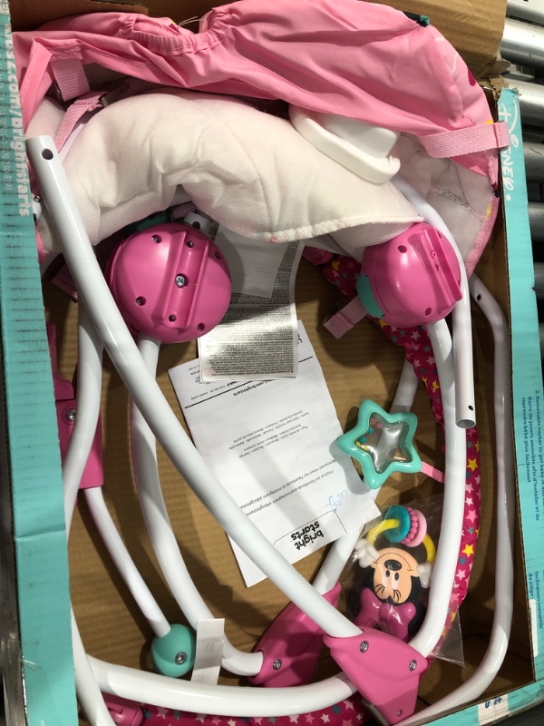 Photo 1 of Bright Starts Disney Baby Minnie Mouse Stars and Smiles Infant to Toddler Rocker with Soothing Vibration