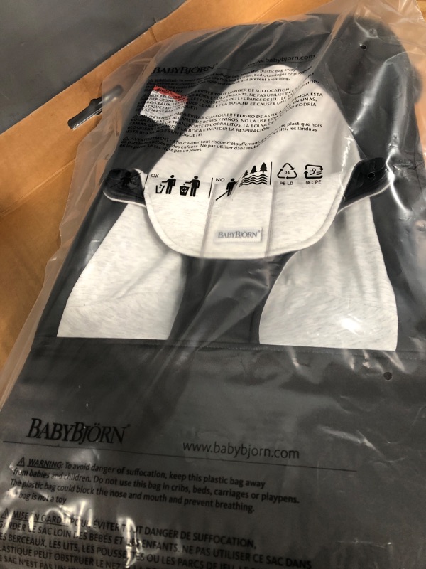 Photo 1 of Babybjorn Balance Soft Cotton Jersey Bouncer - Dark Grey/Light Grey
