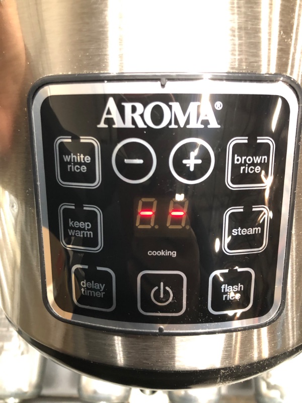 Photo 3 of Aroma Digital Rice Cooker and Food Steamer, Silver, 8 Cup