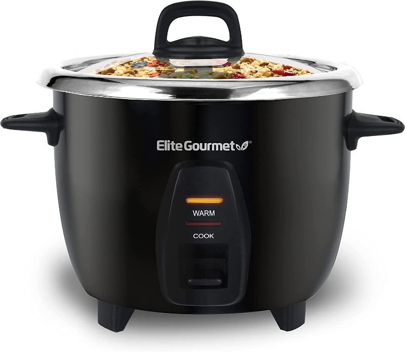 Photo 1 of Elite Gourmet ERC2010B# Electric 10 Cup Rice Cooker with 304 Surgical Grade Stainless Steel Inner Pot Makes Soups, Stews, Grains, Cereals, Keep Warm Feature, 10 cups cooked (5 Cups uncooked), Black
