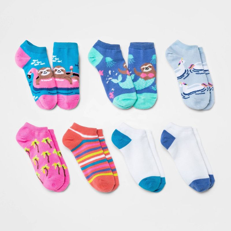 Photo 1 of 4 PACK - Girls' Sloth 7pk No Show Socks - Cat & Jack™
