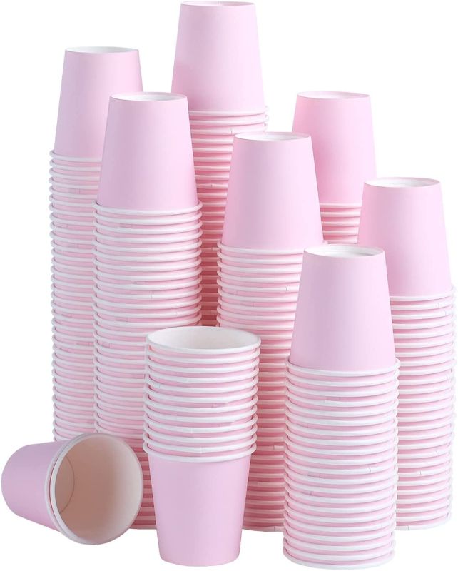 Photo 1 of 300 Pack 3 oz Paper Cups,Small Disposable Bathroom, Espresso, Mouthwash Cups Hot/Cold Beverage Drinking Cup (Pink)
