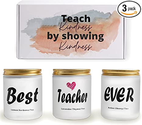 Photo 1 of Oyiyou Teacher Gifts - Teacher Appreciation Gifts - Teacher Gifts for Women - Best Teacher Ever Scented Jar Candles 7 Oz X 3
