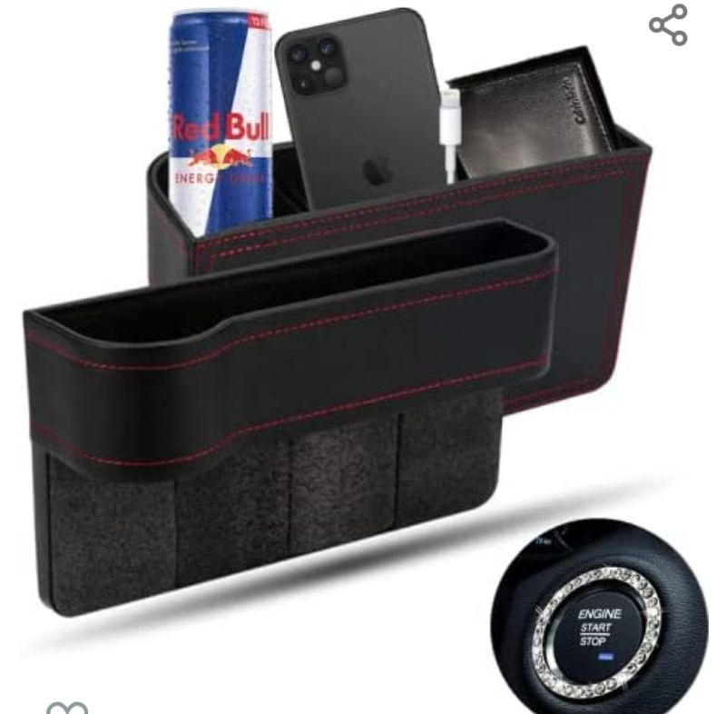 Photo 1 of 2 Pack Car Seat Gap Filler Organizer Storage Box, Car Console Side Storage with Cup Holder, Built in Cable Hole,for Keys Cards Moneys Cellphones Wallets Sunglasses