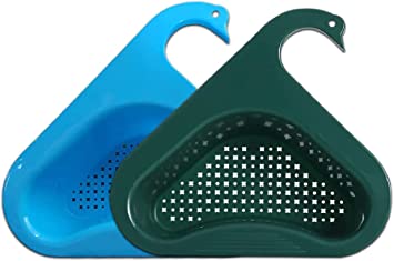 Photo 1 of 2 PCS Sink Strainer, Corner Triangular Drainers, Food Grade Sink Drainer Basket for Your Kitchen, Stainless Basket, Modern New Fruit Rectangular Sink Strainers, Filter Drain Strainer, Blue & Green
