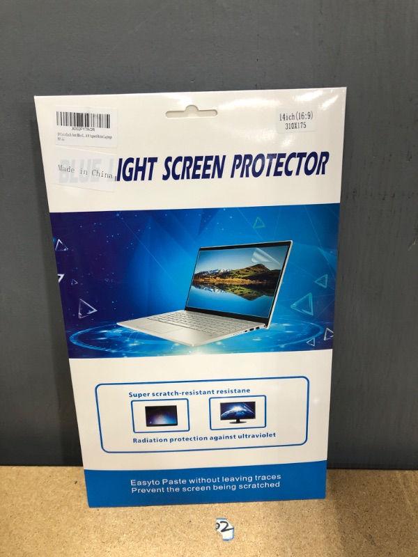 Photo 2 of 2PCs 14 Inch Anti Blue Light & Anti Glare Filter Laptop Screen Protector, Eye Protection Blue Light Blocking, Anti Fingerprint, Anti Scratch Screen Protector for All 14" with 16:9 Aspect Ratio Laptops
