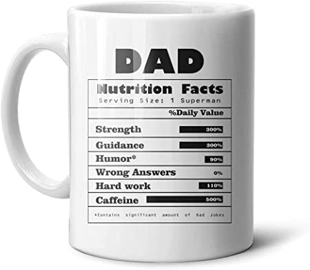 Photo 1 of 
Funny Coffee Mug - Dad Gifts from Daughter, Son, Kids - Superman Dad Nutrition Facts Mug - Unique gifts, Cute Ceramic Coffee Mug, Christmas, Fathers Day, Birthday Gifts for Dad, Men-11oz Cups,Dad Mug
