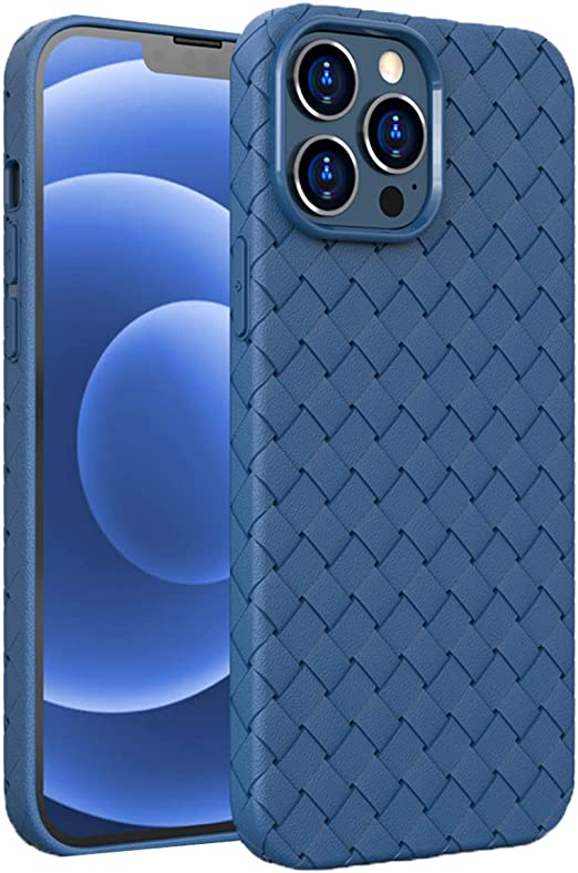 Photo 1 of iPhone 13 Pro max Case with Real Weave Carbon Fiber Heat Dissipation Support Wireless Charging, Compatible with iPhone 13 Pro max (Blue)
