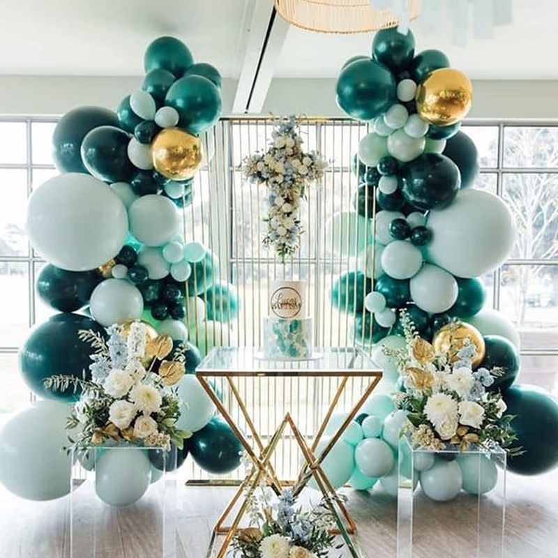 Photo 1 of DIY 191Pcs Double-Stuffed Balloon Garland Arch Kit - Balloon Decorating Strip Kit For Garland Double Layer Maca Gray Pastel Blue Balloons Set For Wedding Birthday Baby Shower Balloons Party Decoratio