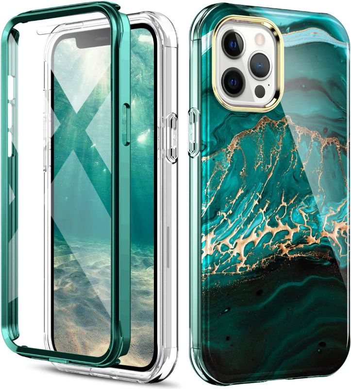 Photo 1 of ZHOGTNEG Compatible with iPhone 12 pro max 5G Case with Screen Protector, Dual Layer Anti-Scratch Full Body Shockproof Protective TPU Slim case Cover for Apple iPhone 12 pro max 6.7inch Marble
