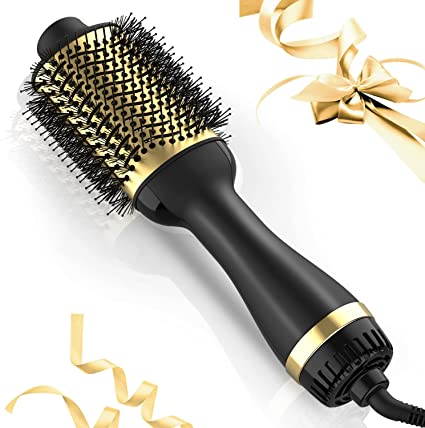 Photo 1 of Hair Dryer Brush, Blow Dryer Brush, 4 in 1 Hot Air Brush, One Step Hair Dryer & Styler Volumizer with Enhanced Titanium Barrel, Blow Dryer Brush for Women (Gold)
