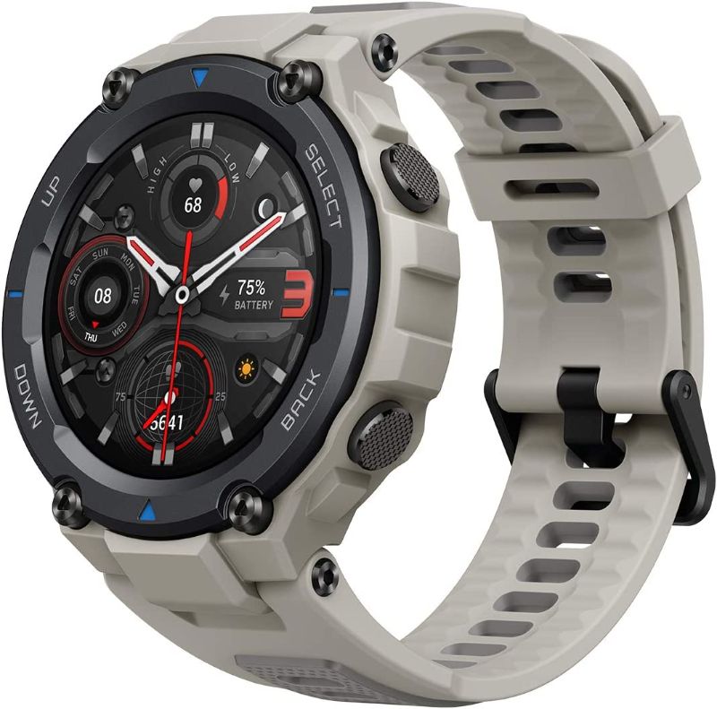 Photo 1 of Amazfit T-Rex Pro Smartwatch with Heart Rate, Sleep, Stress Monitoring, SpO2 & Temperature Measurement, Military-grade Design, 100+ Sports Modes, 18-Day Battery Life, 10 ATM Waterproof, Desert Grey
