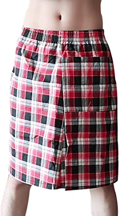 Photo 1 of Men’s Cotton Sleep Shorts Comfy Tartan Kilt Robe S 