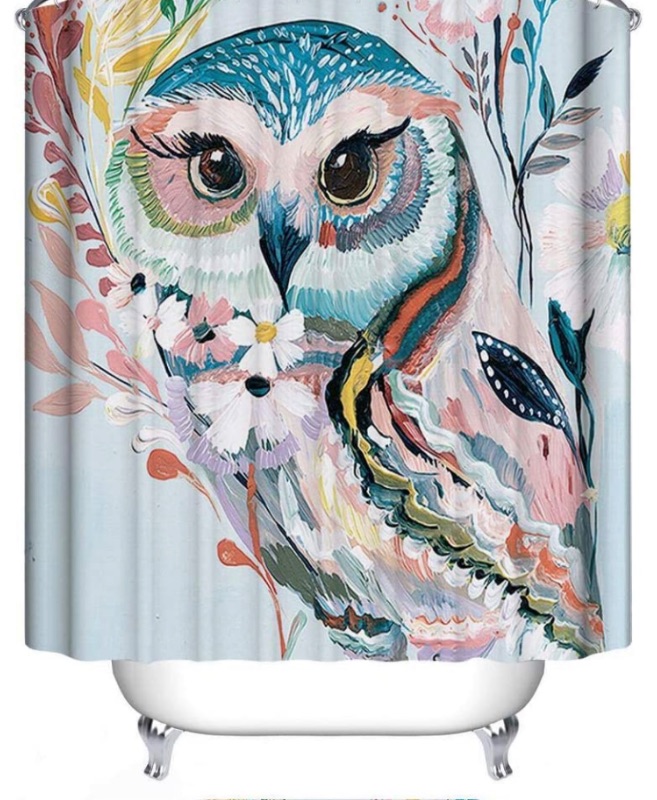 Photo 1 of Dodou Animals Digital Printing Animal Shower Curtain Art Bathroom Decor Cute owl Design Polyester Waterproof Fabric Bathroom Accessories with Hooks?72''Wx72''H 