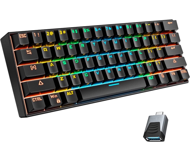 Photo 1 of hiwings Mechanical Gaming Keyboard 60%, Wireless/Wired Bluetooth Mechanical Keyboard with RGB Backlit/Full Anti-ghosting 61Keys Compact Mini Keyboard (Blue Switch)