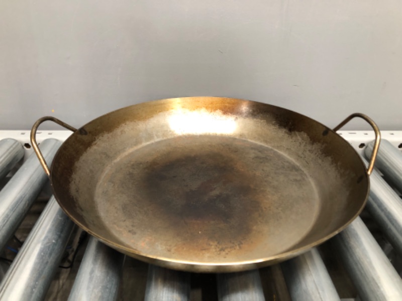 Photo 1 of 16IN STEEL Flat Bottom 2 HANDLE Kadai -USED-