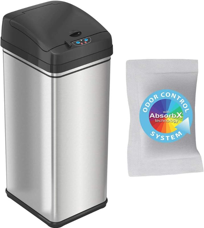 Photo 1 of ***SENSOR NOT FUNCTIONAL*** iTouchless 13 Gallon Pet-Proof Sensor Trash Can with AbsorbX Odor Filter Kitchen Garbage Bin Prevents Dogs & Cats Getting in, Battery and AC Adapter (Not Included), Stainless Steel and PetGuard
