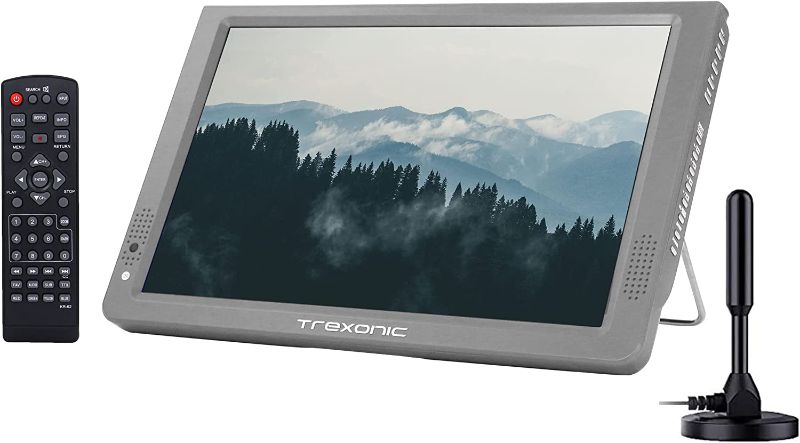 Photo 1 of ***PARTS ONLY*** Trexonic Portable Rechargeable 14" LED TV in Gray with Amplified Antenna,TR-X14DGREY