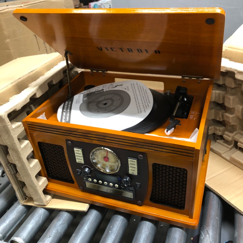 Photo 3 of Victrola VTA-600B Wooden 8-in-1 Nostalgic Record Player with Bluetooth and USB Encoding