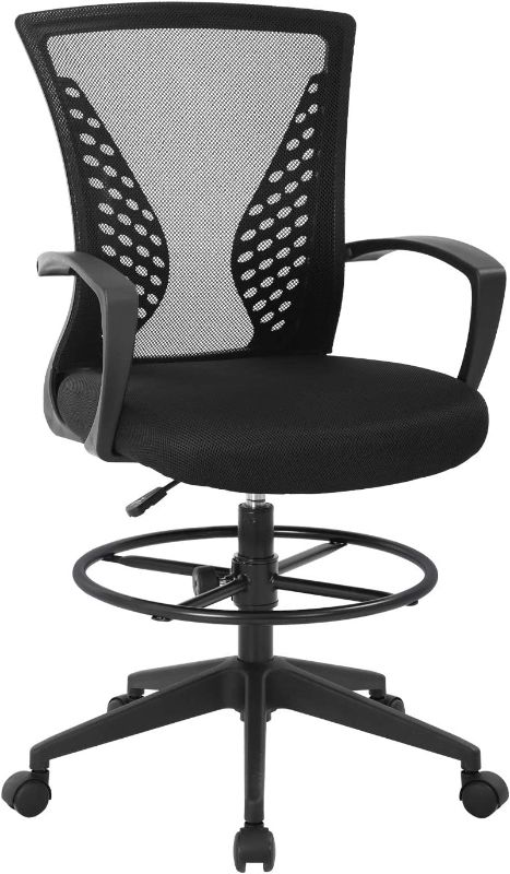 Photo 1 of Drafting Chair Ergonomic Executive Mesh Chair with Footstool Wheels Lumbar Support Modern High-Back Comfortable Chair for Women,Men
