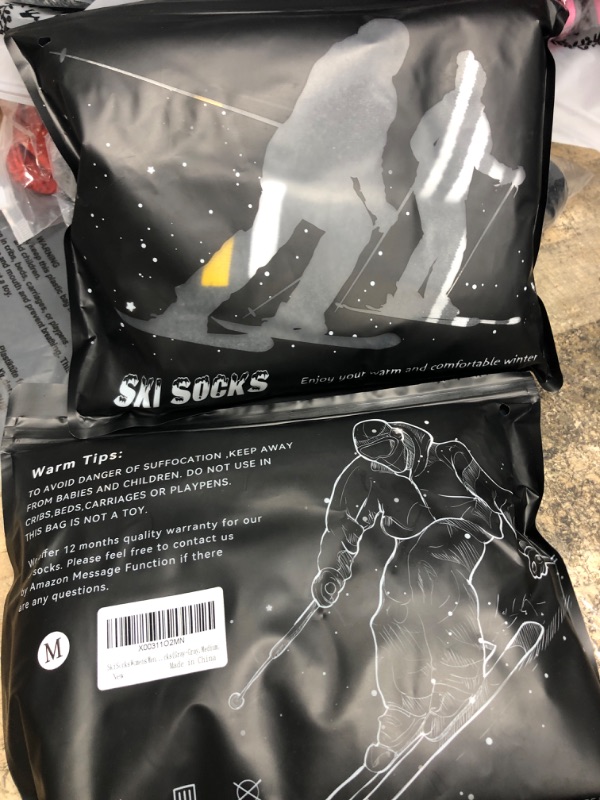 Photo 2 of 2 pack Ski Socks Womens Mens 2 Pairs OTC Snow Socks for Snowboarding Skiing Skating Winter Performance Socks Gray+gray Medium