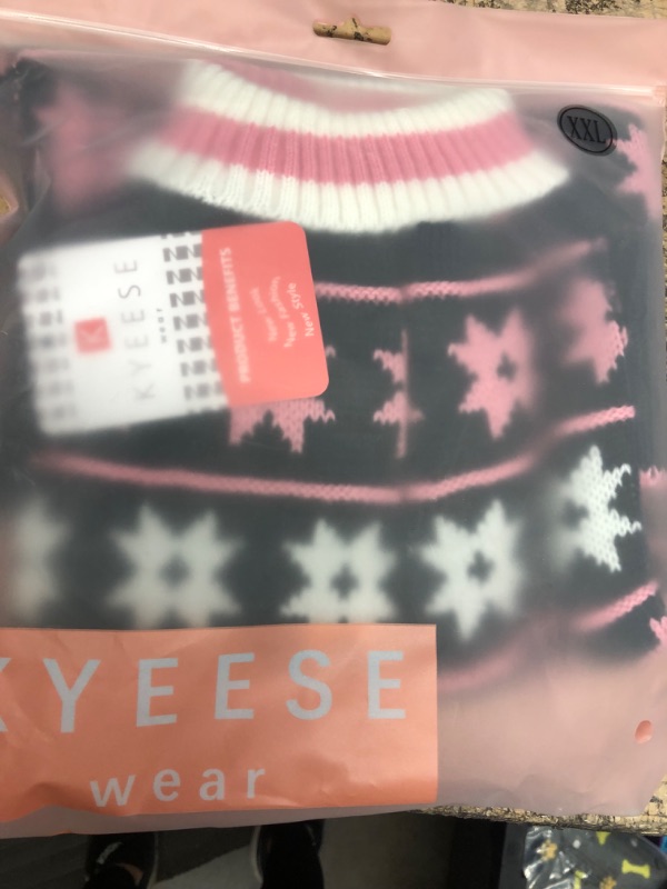 Photo 2 of KYEESE Dog Sweater Dress Turtleneck Dogs Pullover Knit with Leash Hole Fall Winter Warm Dog Sweater Cute