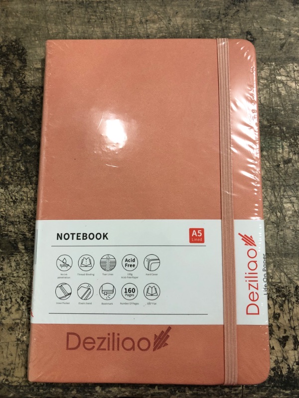 Photo 2 of Deziliao Hardcover Notebook Journal 160 Pages, Lined Journal Notebooks for Work, 100Gsm Premium Thick Paper with Pocket, Medium 5.7"x8.4" ?Pink, Ruled? 1 Pack Pink