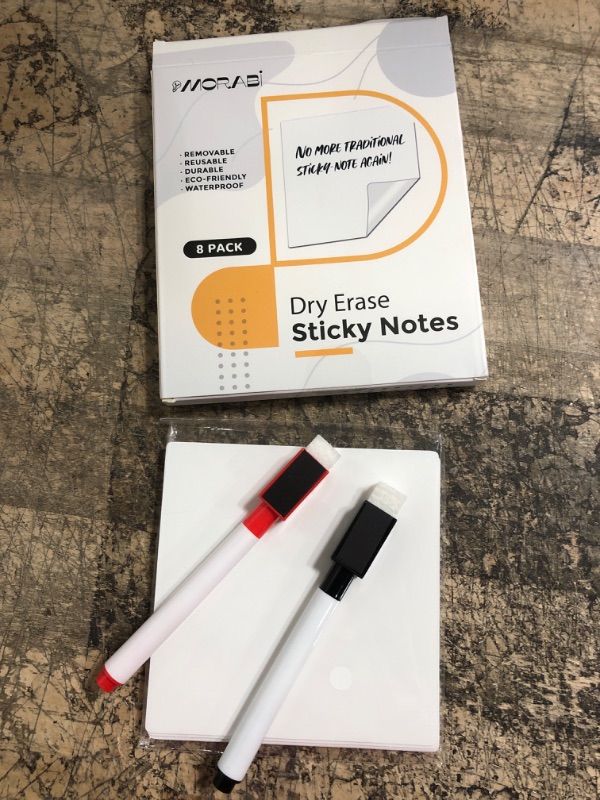 Photo 2 of 8 Pack Dry Erase Sticky Notes Set with 2 Dry Erase Marker, 4x4 Inch Reusable Whiteboard Stickers, Organizer Planner, Suitable for All Smooth Surface, Walls, Fridge, Doors, Windows