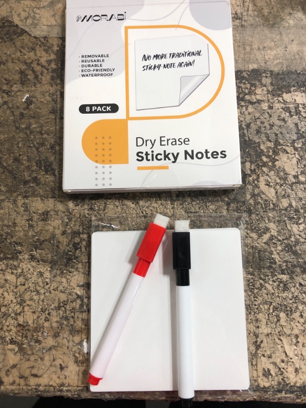 Photo 2 of 8 Pack Dry Erase Sticky Notes Set with 2 Dry Erase Marker, 4x4 Inch Reusable Whiteboard Stickers, Organizer Planner, Suitable for All Smooth Surface, Walls, Fridge, Doors, Windows