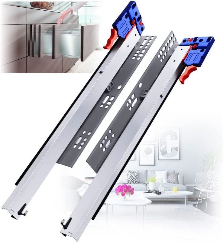 Photo 1 of (Incomplete - Parts Only) YENUO Undermount Soft Close Drawer Slides Hidden Bottom Mounted Full Extension 14 Inch Ball Bearing Runners Rails 77 Lb Load 1 Pair (14 Inch)
